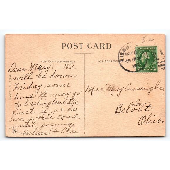 Dutch Boy and Girl Automobile Car Romance Postcard Barton & Spooner 1913 - Picture 2 of 2